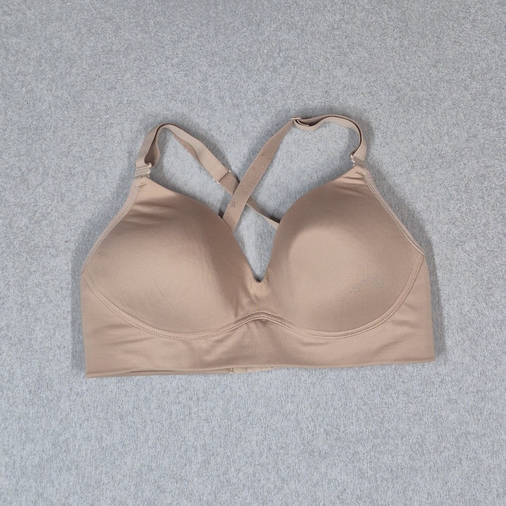 Warners Women Bra 36D Beige Adjustable Strap Wireless Crossback